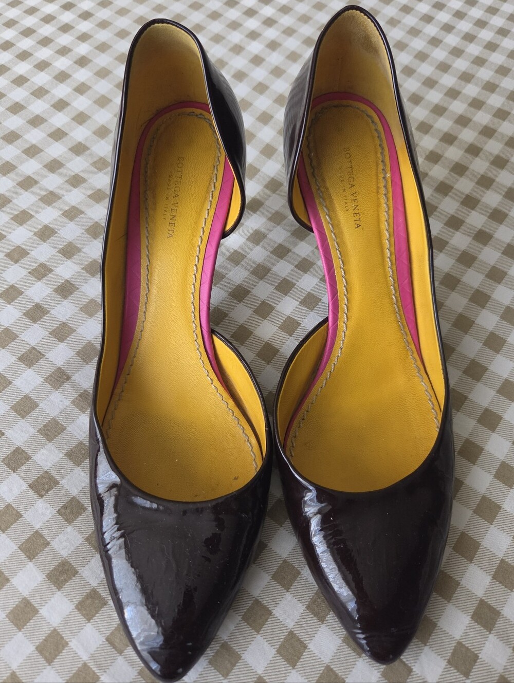 Bottega Veneta Women's Pointed Patent Pump in Deep Wine / Plum / Brown EU 40.5